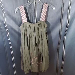 YA olive green embroidery Sleeveless dress